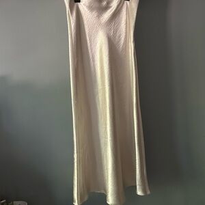 Elegant Champagne Satin Skirt